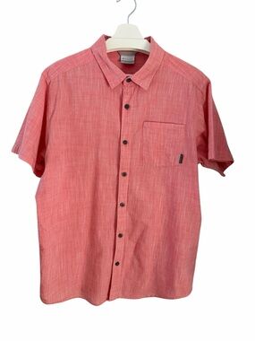 COLUMBIA Coral Short Sleeve Button Up Shirt Casual Summer Lightweight cotton l